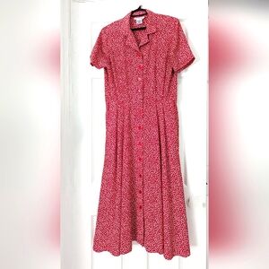 Talbot's red and white mid length dress. No belt included